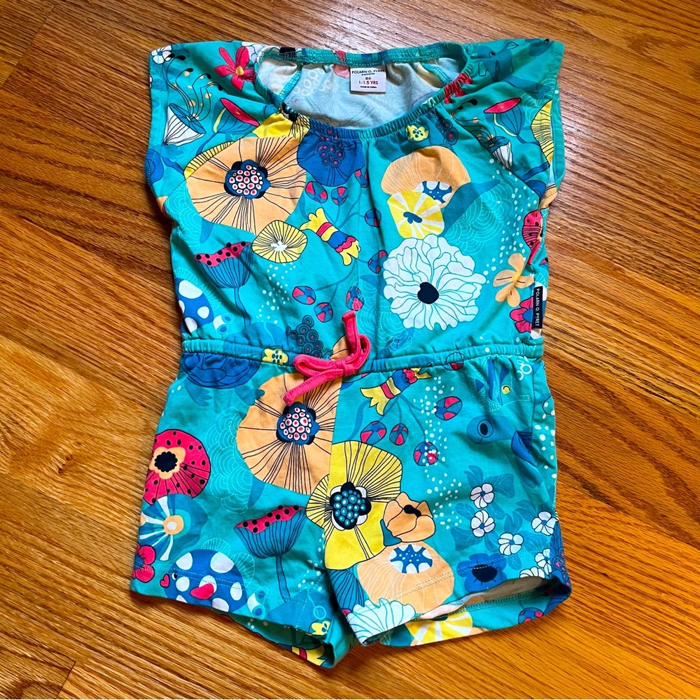 Polarn O. Pyret blue print romper size 1-1.5 years
